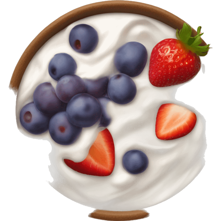 fruit yogurt bowl with strawberries and grapes emoji