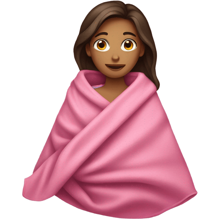 Brunette girl folded in pink blanket emoji