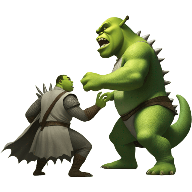 Shrek and Godzilla fighting  emoji