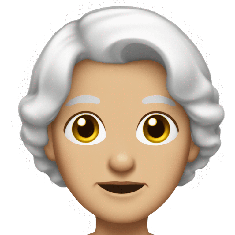 Old lady white hair short bob brown eyes emoji