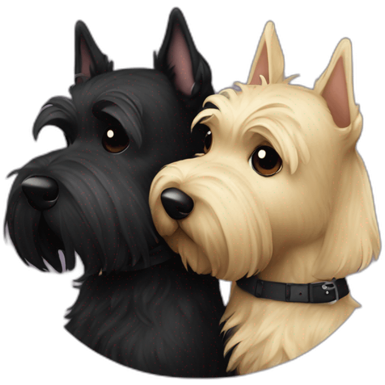 Two black Scottish terrier kissing emoji