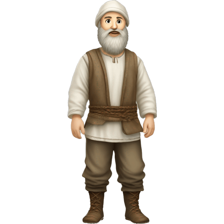 photorealistic white slavic peasant with beard full body, Slavic ethnic clothing emoji