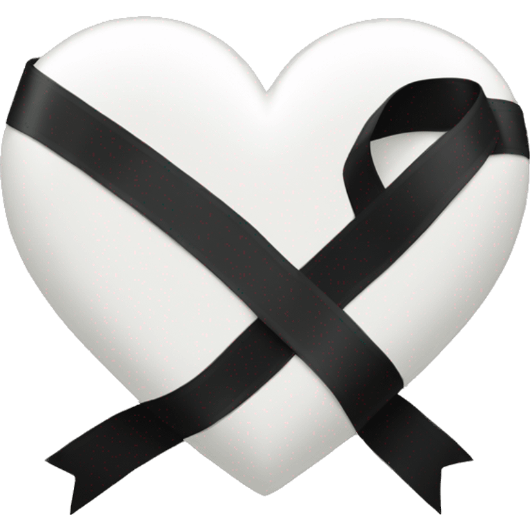 white heart with black ribbon emoji