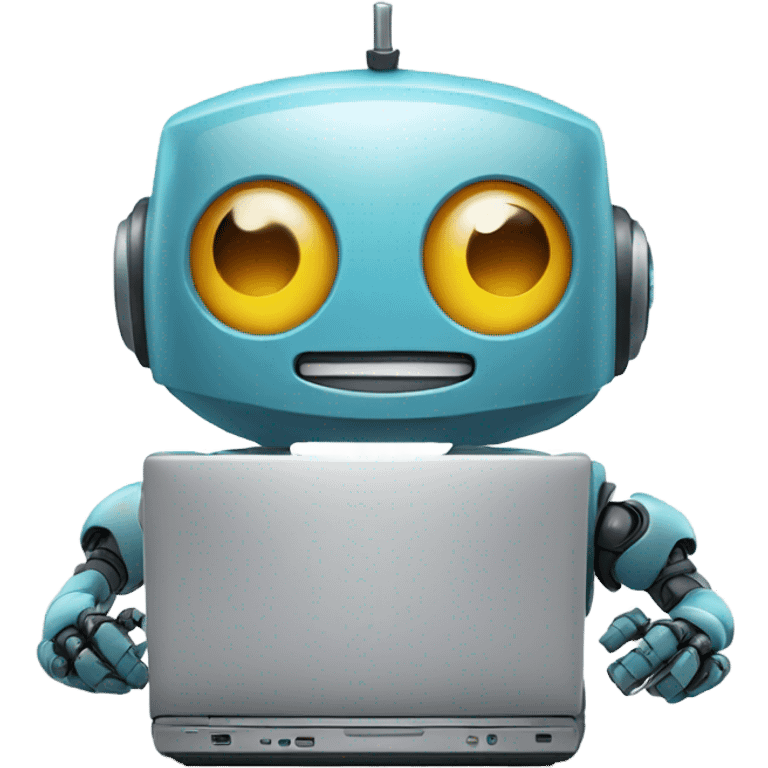 friendly happy robot on computer emoji