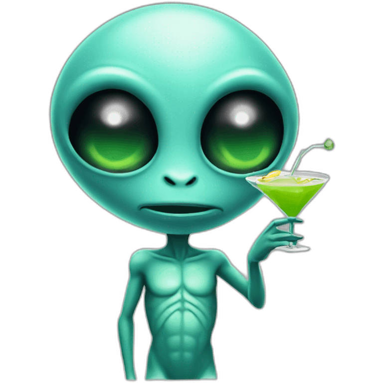 alien holding martini emoji