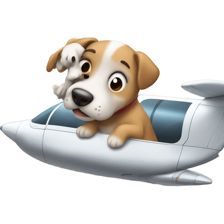 A dog on top of an airplane emoji