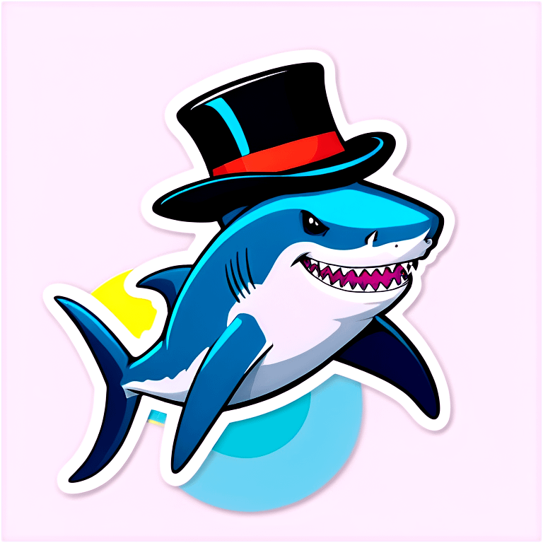 Shark with a top hat emoji