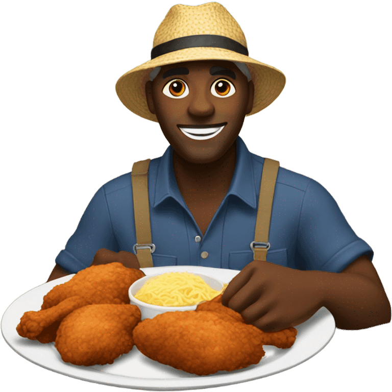 Black farmer eating chicken  emoji