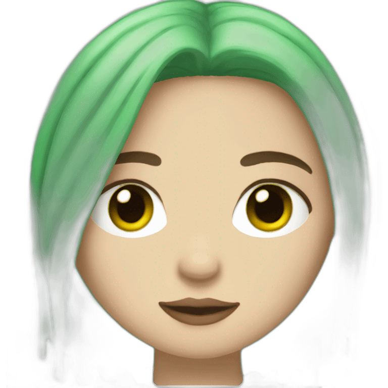 Billie Eilish with her green hair emoji