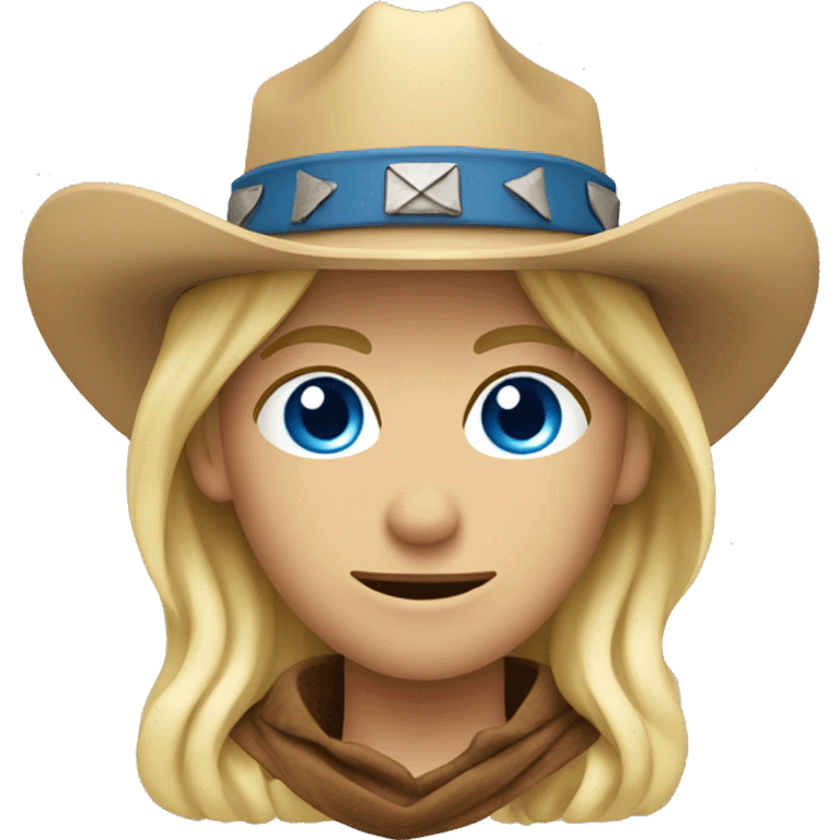 Blonde cowboy blue eyes straw in their mouth emoji