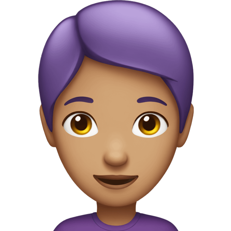 Purple, short haired girl covering ears with hands emoji