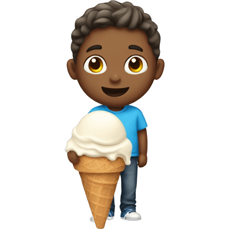 Boy with ice cream emoji