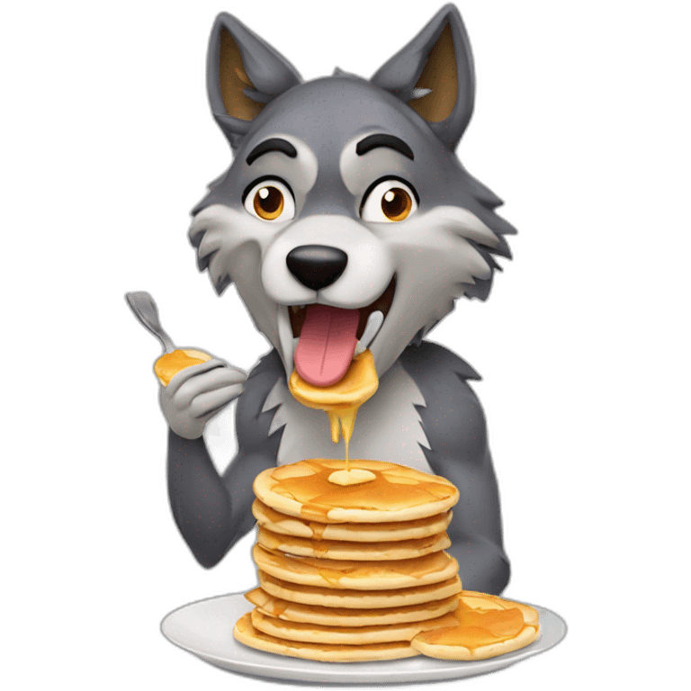 Wolf eating pancakes emoji