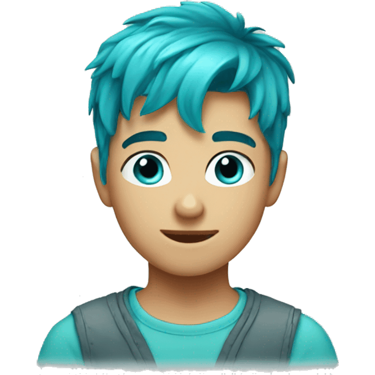 turquoise hair boy with blue eyes  emoji