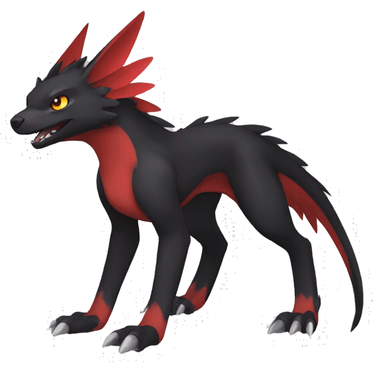 Cute cool black red nargacuga animal hybrid Fakemon full body emoji