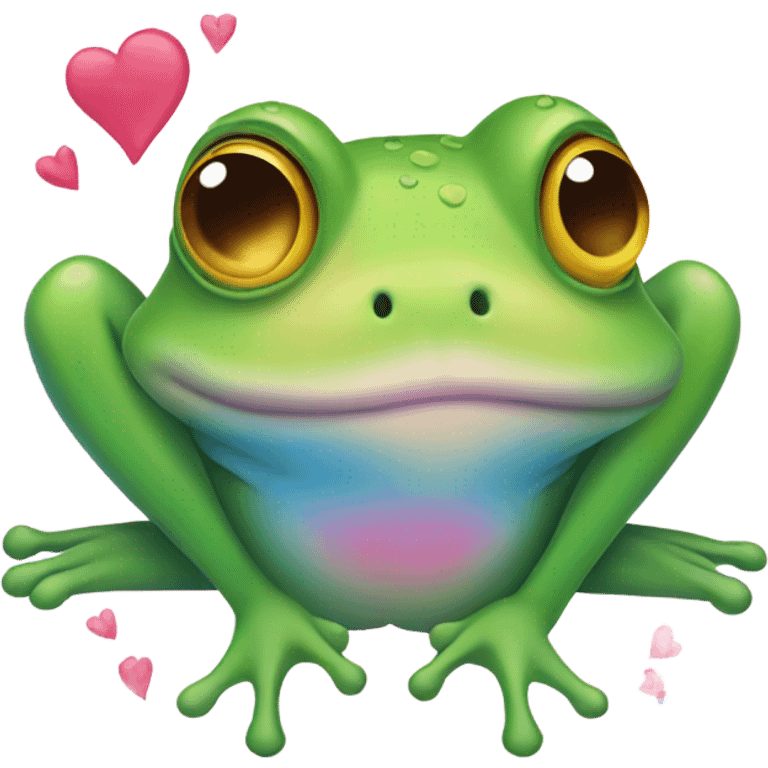 Small frog with hearts  emoji