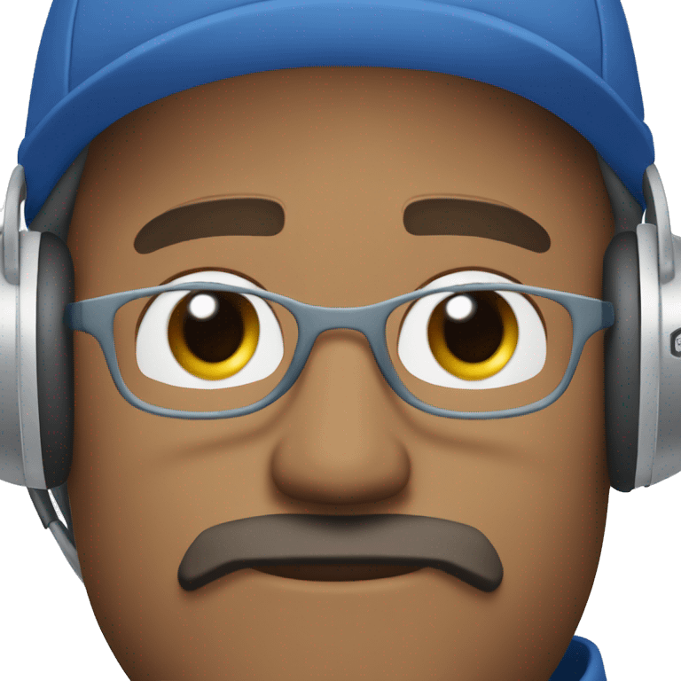 white man blue eyes with goatee and snapback, headphones on head emoji