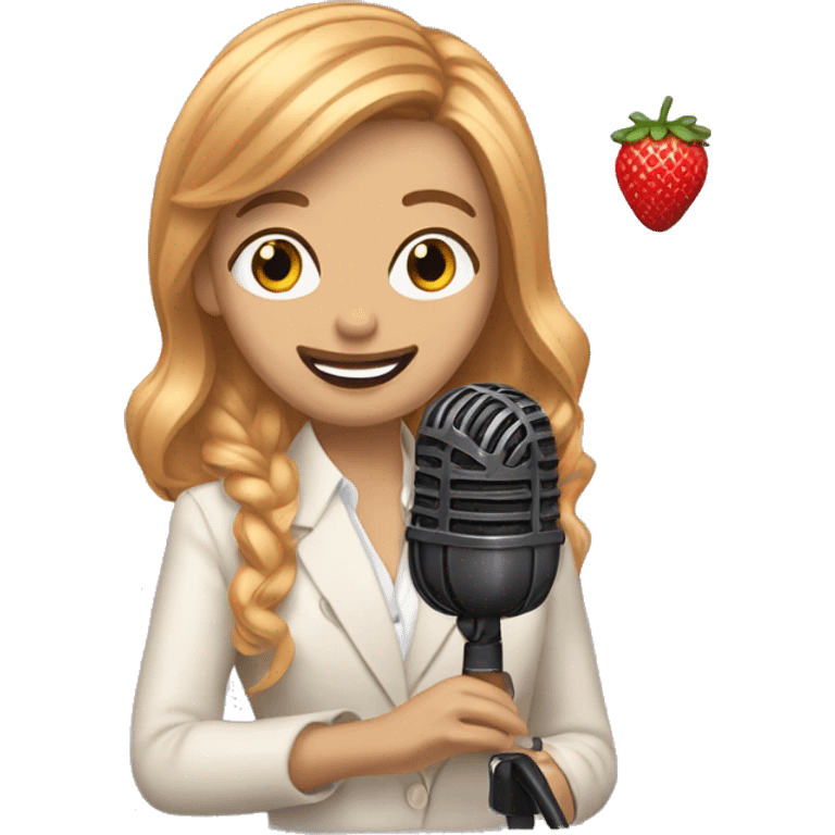 Podcast Host Emoji with microphone and strawberry blond hair emoji