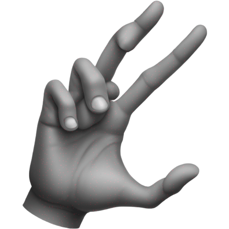 pointer and ring finger up, thumb in front of palm  between them emoji