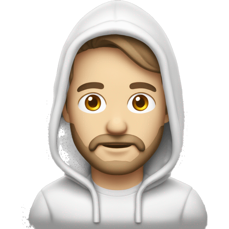 Homme blanc sans barbe ni moustache avec une cagoule blanche  emoji