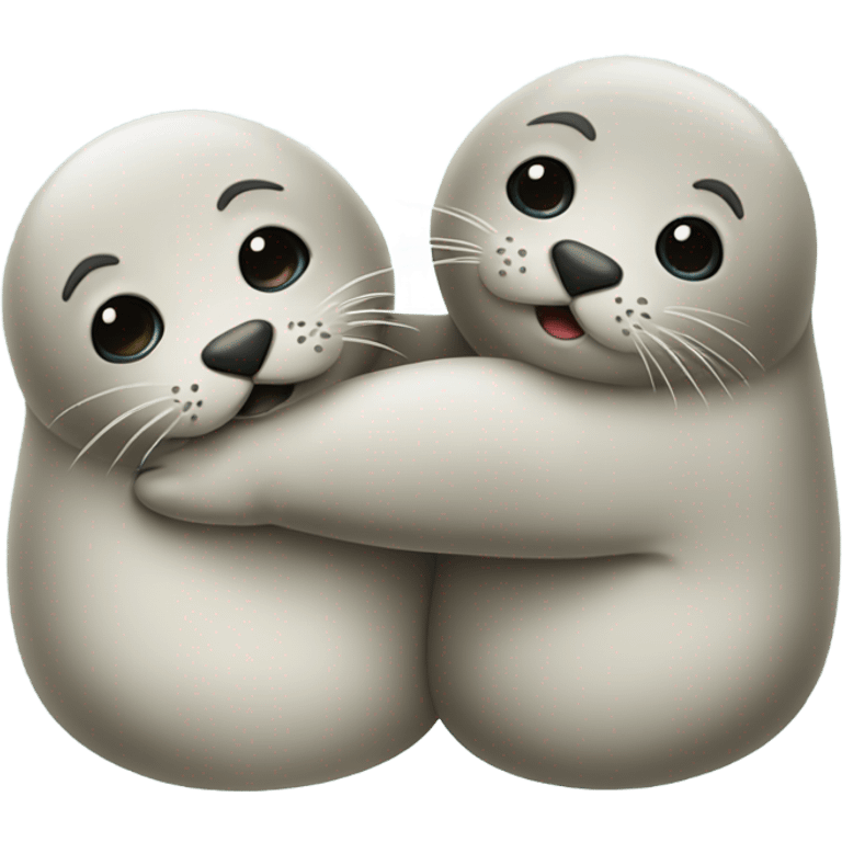 two seals in love hugging emoji