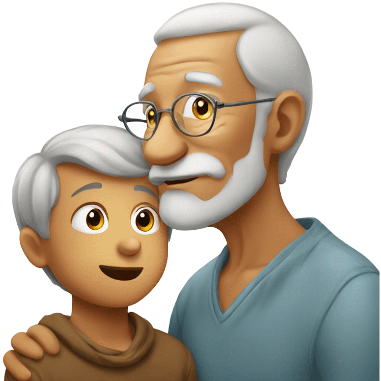 Old man kissed grandson emoji