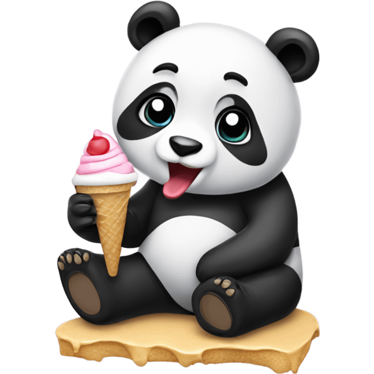 Panda eating ice cream emoji