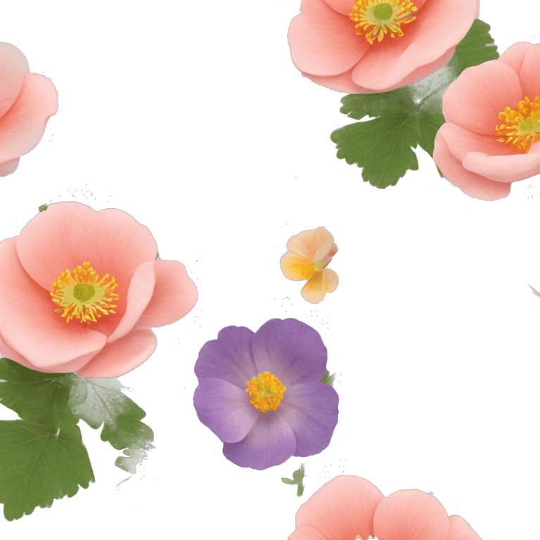 Anemone Rose yarrow anemone nasturtium iris flower bokey emoji