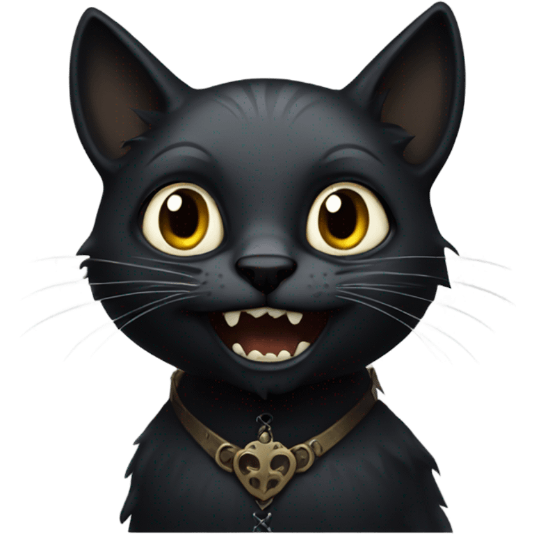 scared black medieval cat, gothic style emoji