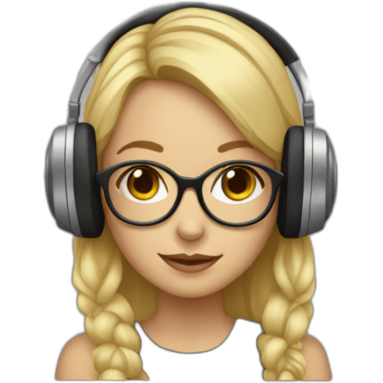 Blonde girl with big glasses and headphones emoji