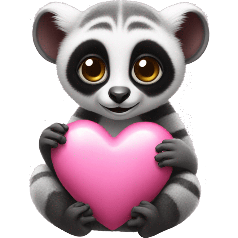 Lemur holding pink heart  emoji