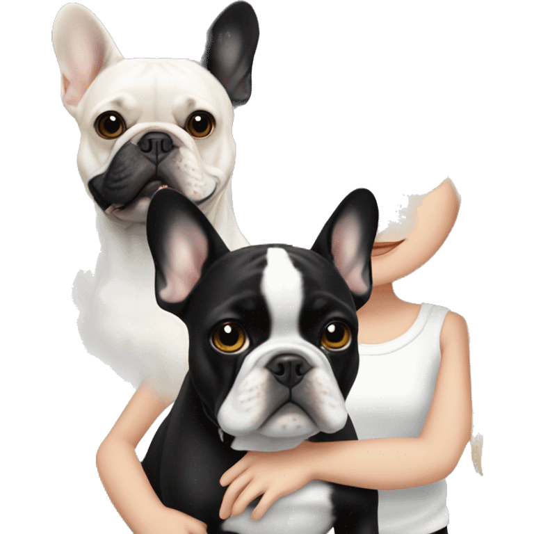 black/white french bulldog with blonde girl emoji