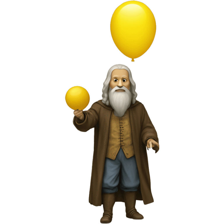 leonardo da Vinci holds a yellow balloon in his hand emoji