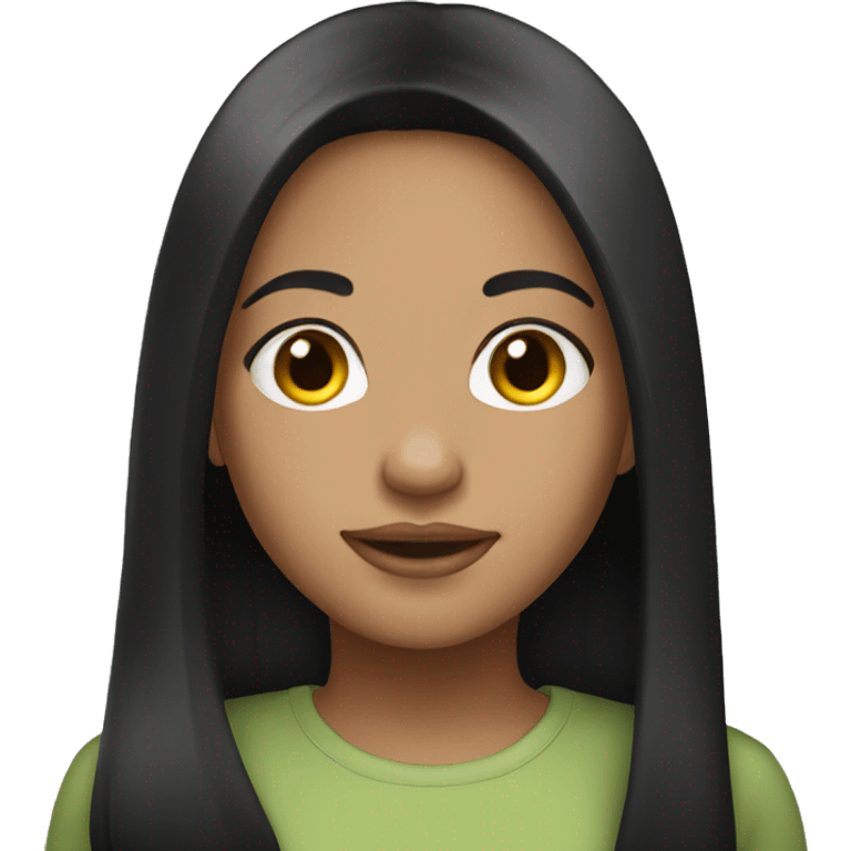 Light skin girl with black straight hair long emoji