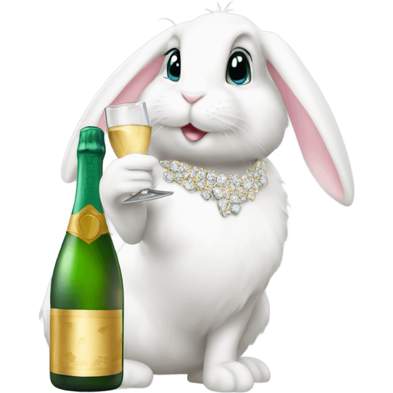 white female bunny wearing diamonds drinking champagne  emoji