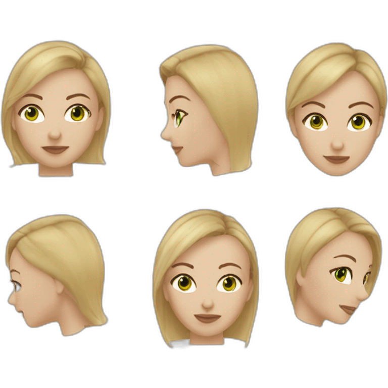 white woman green brown eyes shaved hair on one side blond short hair on other side upturned nose black tanker emoji