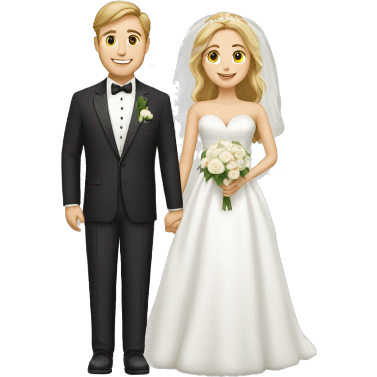 caucasian bride and caucasian groom emoji