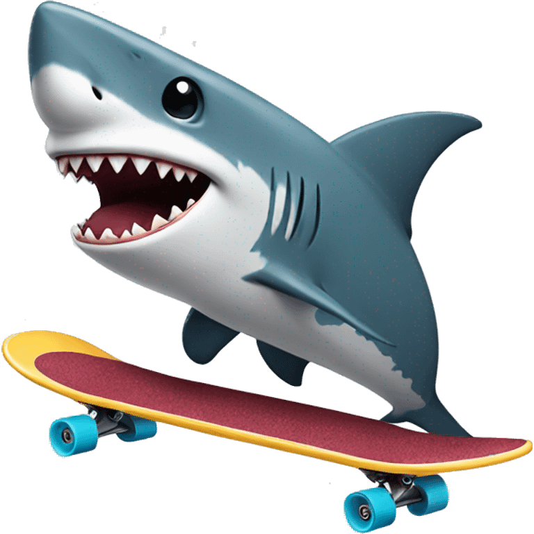 Shark riding a skateboard emoji