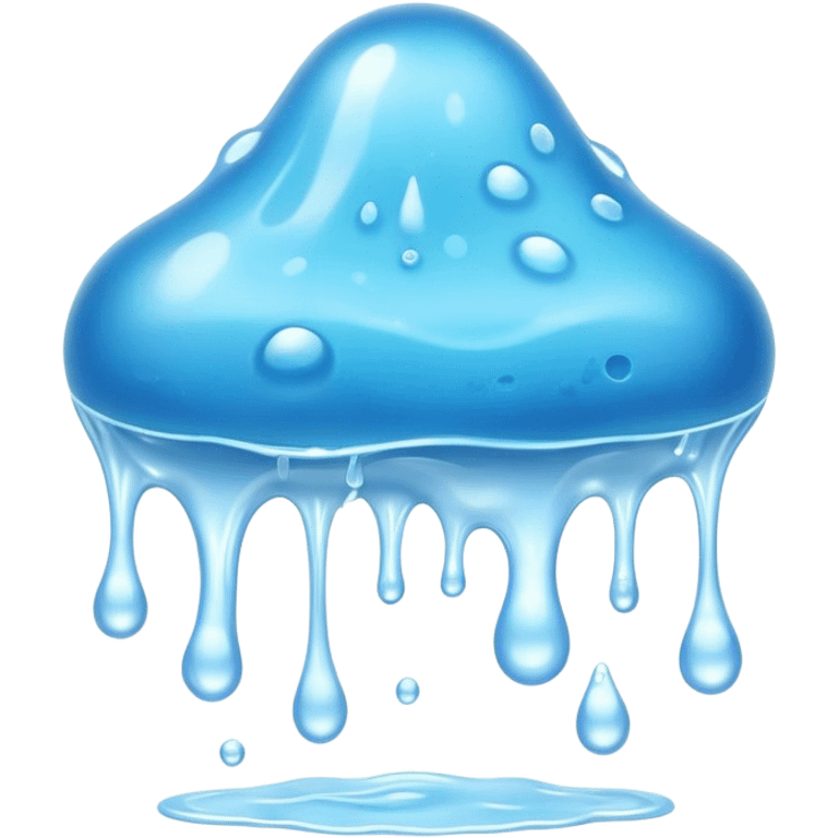 Cinematic Realistic Clear Blue Slime, glossy and translucent with a soft blue hue, light reflecting off its smooth surface, subtle bubbles trapped inside, slightly jiggling with movement, delicate highlights enhancing its wet and squishy texture, glowing with a soft, magical aura. emoji