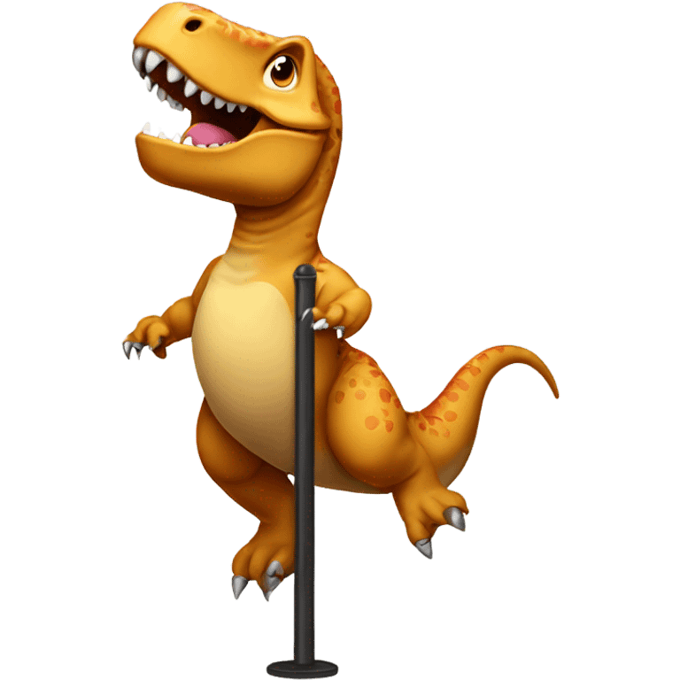 Dinosaur pole-dancing emoji