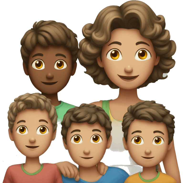 Four boys and mum emoji