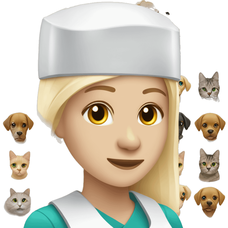 ￼Dog cat lizard attached to blonde woman getting mri emoji