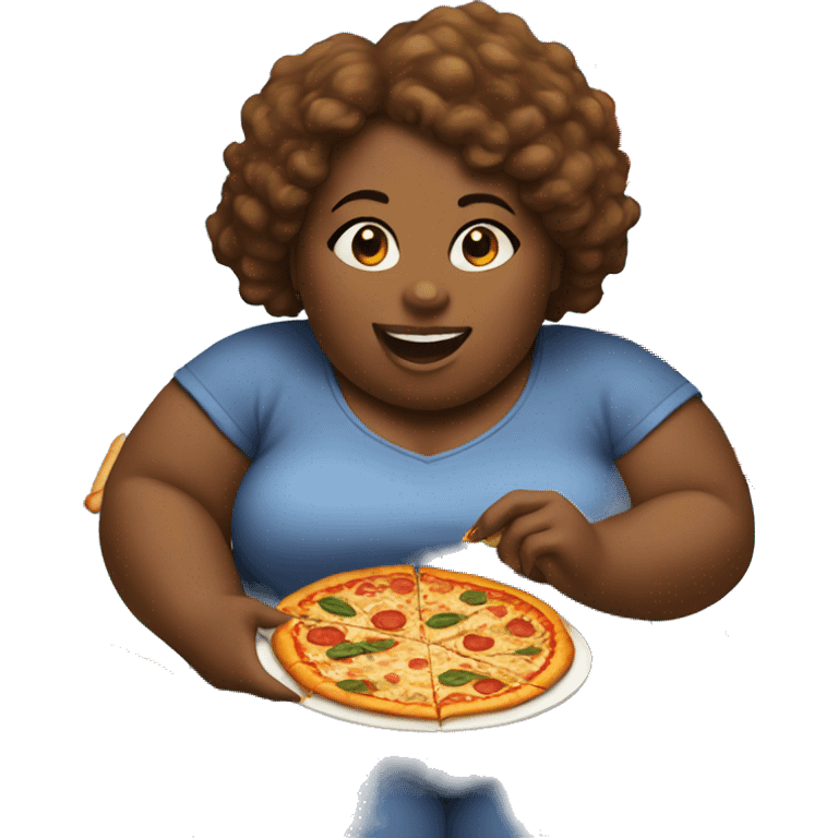 fat black girl eating pizza emoji