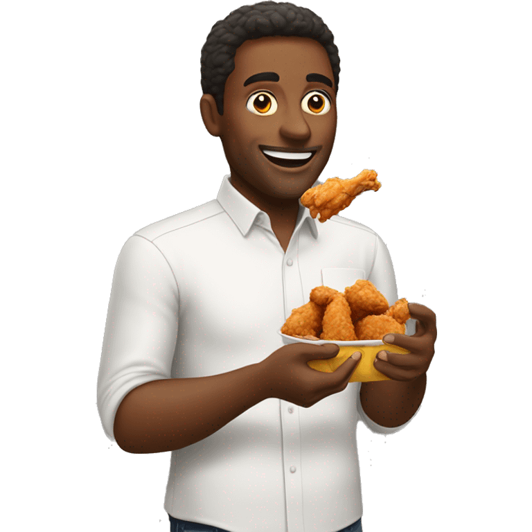 man eating fried chicken emoji