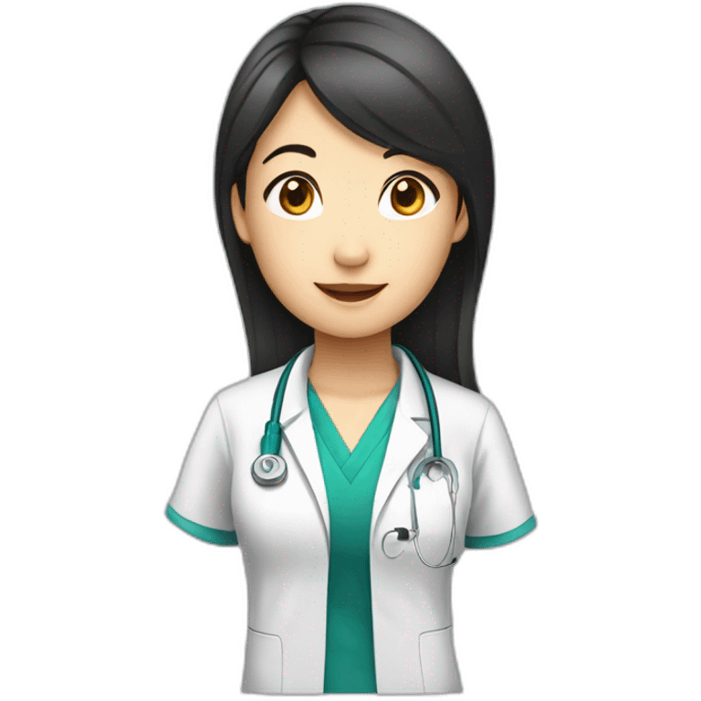 medical asian girl student with earphone emoji