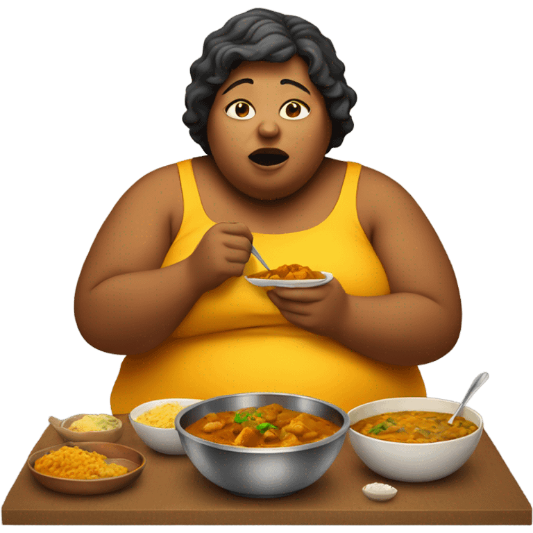 fat woman eating curry emoji