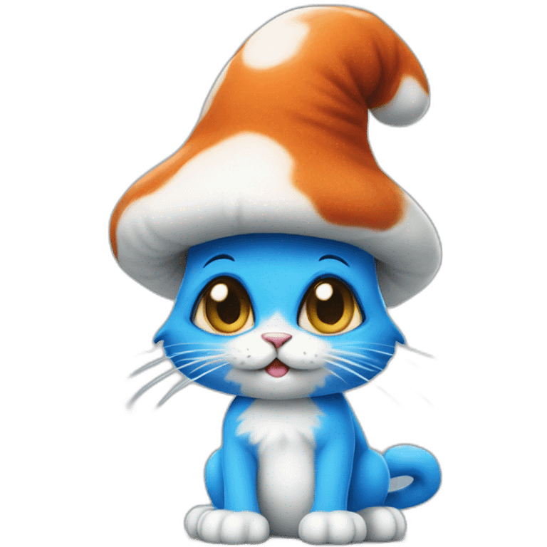 Smurf cat blue with mushroom hat  emoji