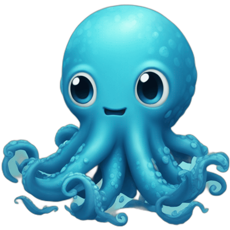 cute blue kraken love emoji