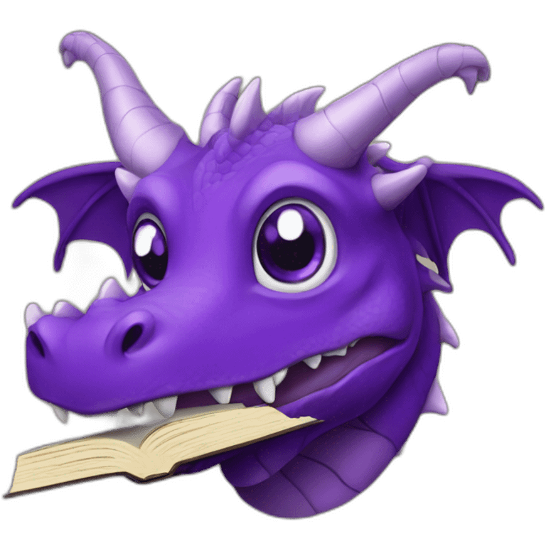 purple dragonh head holding book emoji