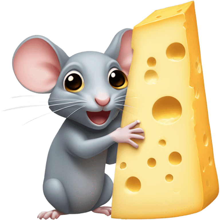 Mischievous rat biting a block of cheese emoji